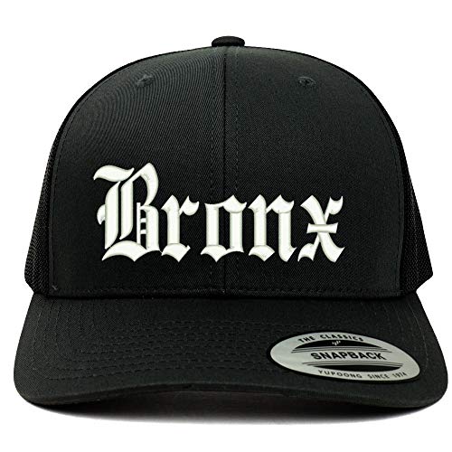 Trendy Apparel Shop Old English Font Bronx City Embroidered 6 Panel Mesh Cap