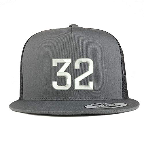 Trendy Apparel Shop Number 32 Embroidered 5 Panel Flatbill Trucker Mesh Cap