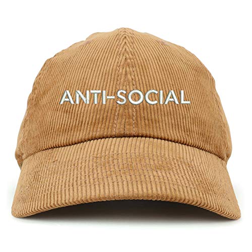 Trendy Apparel Shop Anti Social Cotton Corduroy Unstructured Baseball Cap