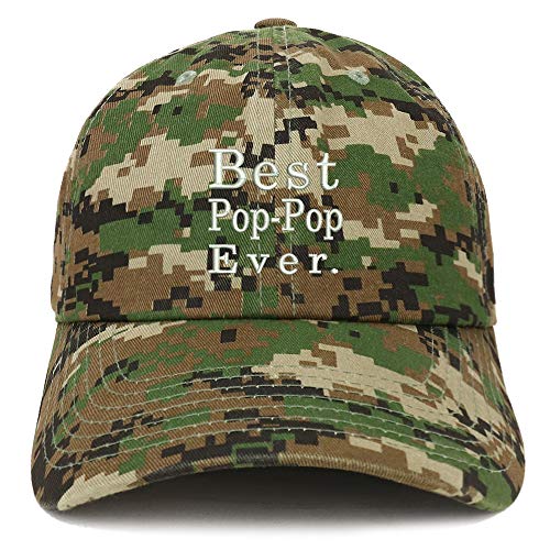 Trendy Apparel Shop Best Pop Pop Ever Embroidered Soft Crown 100% Brushed Cotton Cap