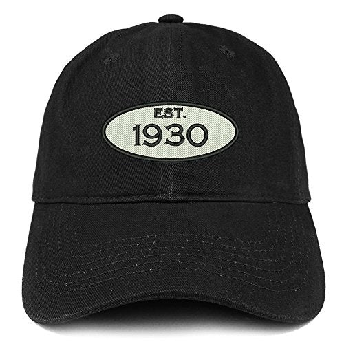 Trendy Apparel Shop Established 1930 Embroidered 91st Birthday Gift Soft Crown Cotton Cap