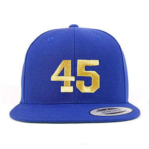 Trendy Apparel Shop Number 45 Gold Thread Flat Bill Snapback Baseball Cap