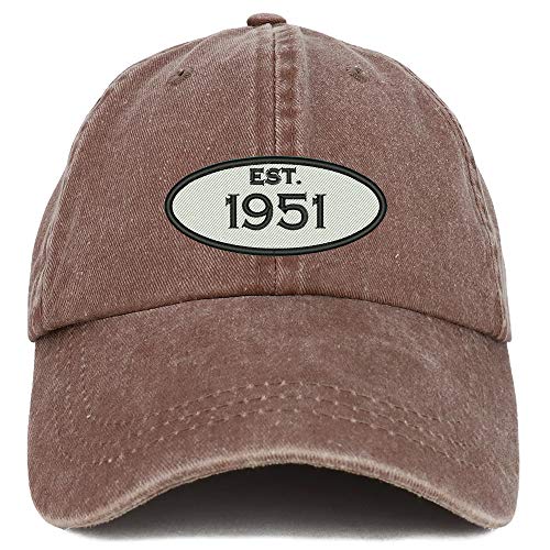 Trendy Apparel Shop 70th Birthday Established 1951 Washed Cotton Adjustable Cap