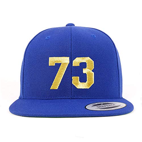 Trendy Apparel Shop Number 73 Gold Thread Flat Bill Snapback Baseball Cap