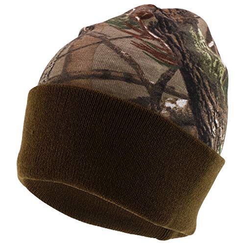 Trendy Apparel Shop Hunting Camo Knit Long Cuff Fold Beanie with Acrylic Lining