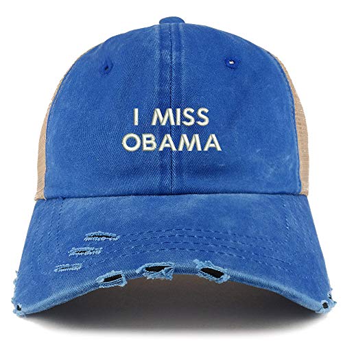 Trendy Apparel Shop I Miss Obama Washed Front Mesh Back Frayed Bill Cap