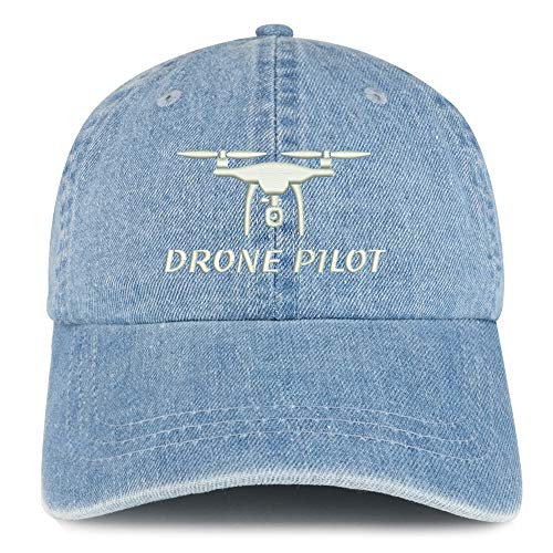 Trendy Apparel Shop Drone Pilot Embroidered 100% Cotton Denim Cap Dad Hat