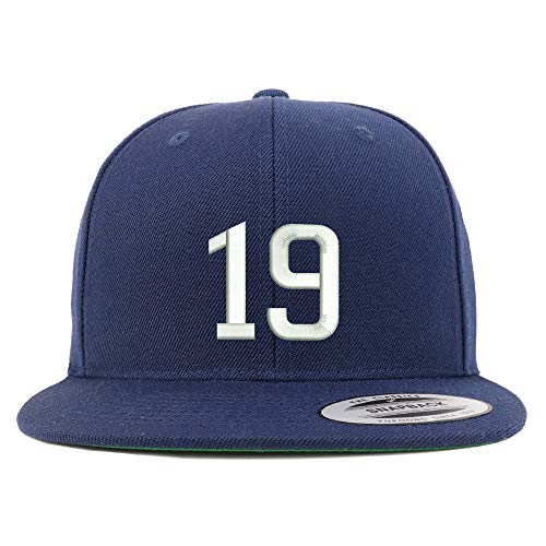 Trendy Apparel Shop Number 19 Embroidered Snapback Flatbill Baseball Cap