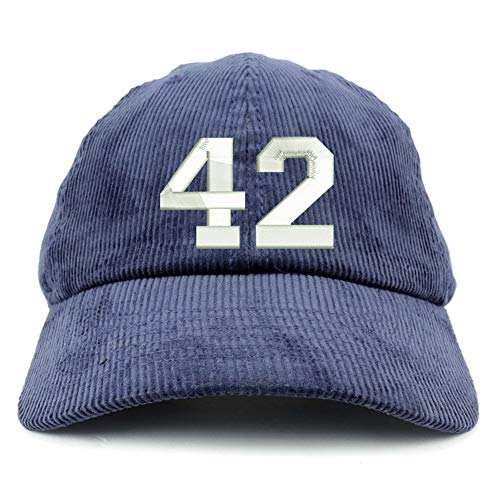 Trendy Apparel Shop Number 42 Collegiate Varsity Font Corduroy Unstructured Cap