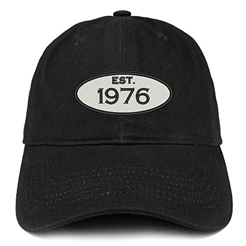 Trendy Apparel Shop 45th Birthday Established 1976 Soft Crown Brushed Cotton Cap