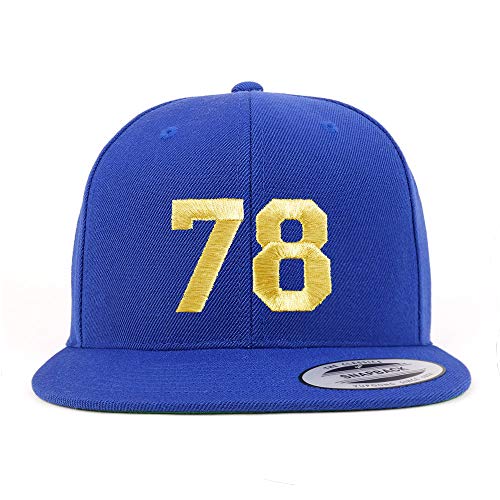 Trendy Apparel Shop Number 78 Gold Thread Flat Bill Snapback Baseball Cap