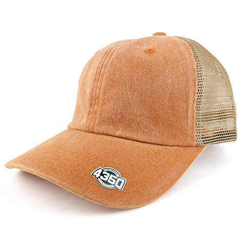 Trendy Apparel Shop Two Tone Washed Cotton Unstructured Mesh Trucker Baseball Cap