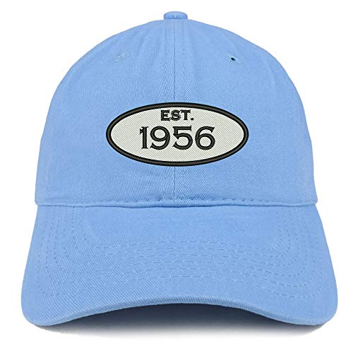 Trendy Apparel Shop 65th Birthday Established 1956 Soft Crown Brushed Cotton Cap