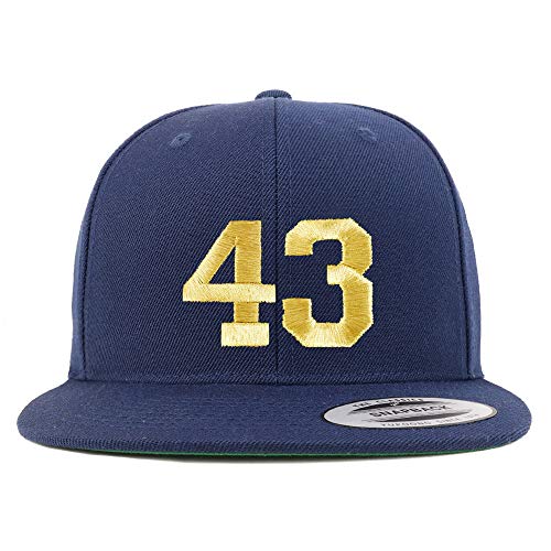 Trendy Apparel Shop Number 43 Gold Thread Flat Bill Snapback Baseball Cap