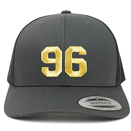 Trendy Apparel Shop Number 96 Gold Thread Embroidered Retro Trucker Mesh Cap