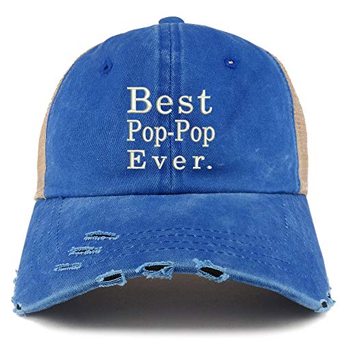 Trendy Apparel Shop Best Pop Pop Ever Washed Front Mesh Back Frayed Bill Cap