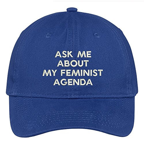 Trendy Apparel Shop Ask Me About My Feminist Agenda Embroidered Soft Brushed Cotton Cap