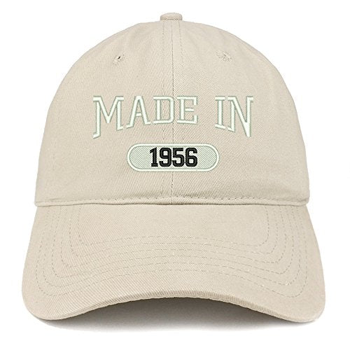 Trendy Apparel Shop Made in 1956 Embroidered 65th Birthday Brushed Cotton Cap