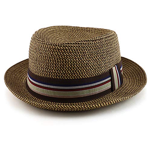 Trendy Apparel Shop Youth Size Boy's Paper Braid Tweed Porkpie Fedora Hat