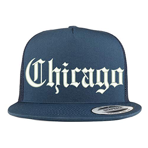 Trendy Apparel Shop Old English Font Chicago City Embroidered 5 Panel Mesh Cap