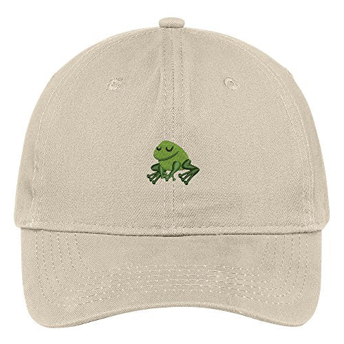 Trendy Apparel Shop Frog Embroidered Soft Crown 100% Brushed Cotton Cap