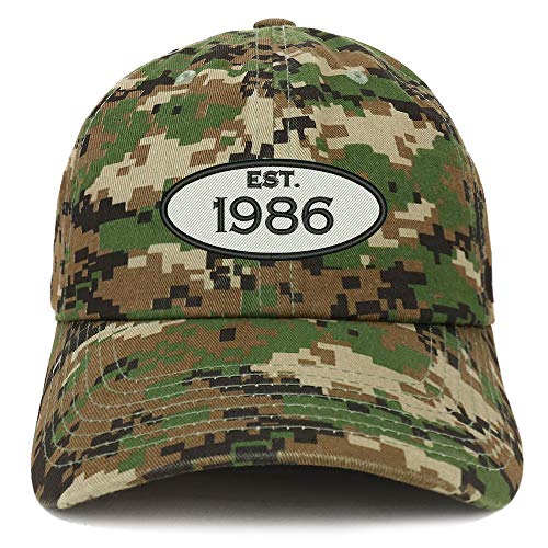 Trendy Apparel Shop 35th Birthday Established 1986 Soft Crown Brushed Cotton Cap