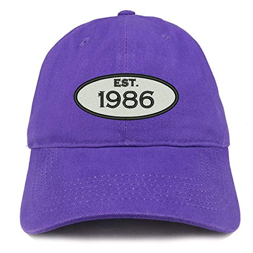 Trendy Apparel Shop 35th Birthday Established 1986 Soft Crown Brushed Cotton Cap