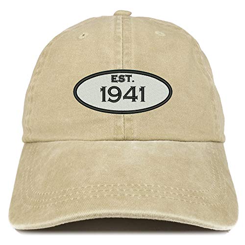 Trendy Apparel Shop 80th Birthday Established 1941 Washed Cotton Adjustable Cap