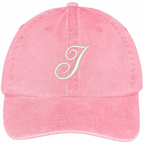 Trendy Apparel Shop Letter I Script Monogram Font Embroidered Washed Cotton Cap