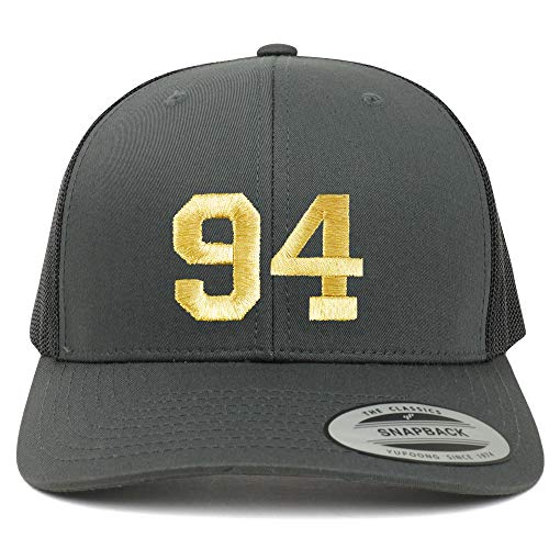 Trendy Apparel Shop Number 94 Gold Thread Embroidered Retro Trucker Mesh Cap