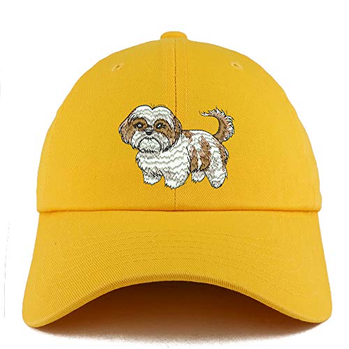 Trendy Apparel Shop Shih Tzu Dog Embroidered Low Profile Soft Cotton Dad Hat Cap