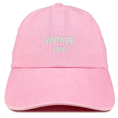 Trendy Apparel Shop Small Vintage 1986 Embroidered 35th Birthday Washed Pigment Dyed Cap