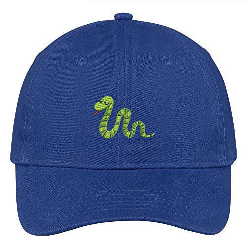 Trendy Apparel Shop Slithering Snake Embroidered Soft Crown 100% Brushed Cotton Cap