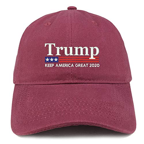 Trendy Apparel Shop Trump Keep America Great 2020 USA Flag Embroidered 100% Cotton Adjustable Cap Dad Hat