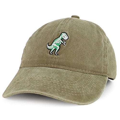 Trendy Apparel Shop Dinosaur Fossil Embroidered Cotton Pigment Washed Hat