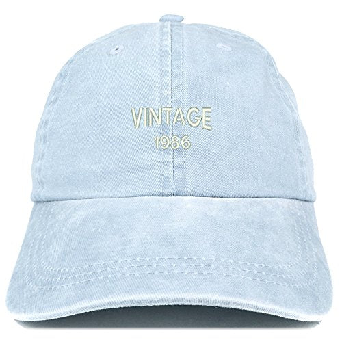 Trendy Apparel Shop Small Vintage 1986 Embroidered 35th Birthday Washed Pigment Dyed Cap