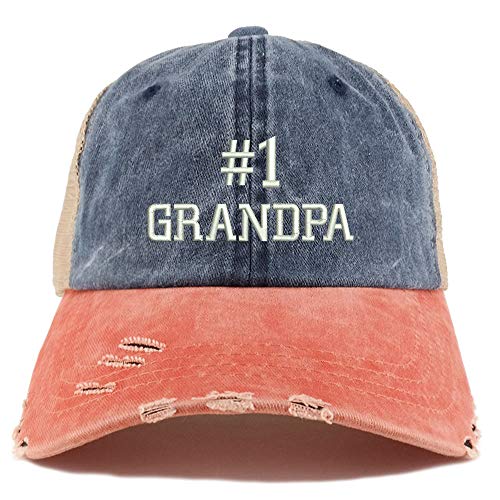 Trendy Apparel Shop Number 1 Grandpa Washed Front Mesh Back Frayed Bill Cap