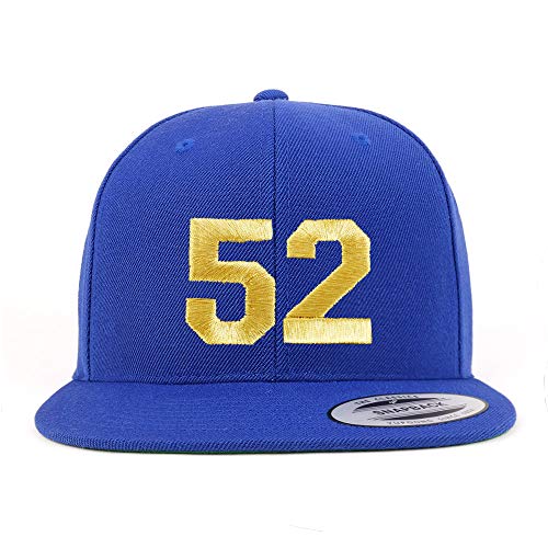 Trendy Apparel Shop Number 52 Gold Thread Flat Bill Snapback Baseball Cap