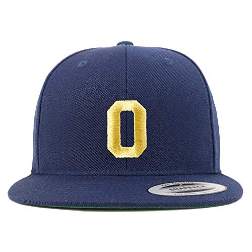 Trendy Apparel Shop Number 0 Gold Thread Flat Bill Snapback Baseball Cap