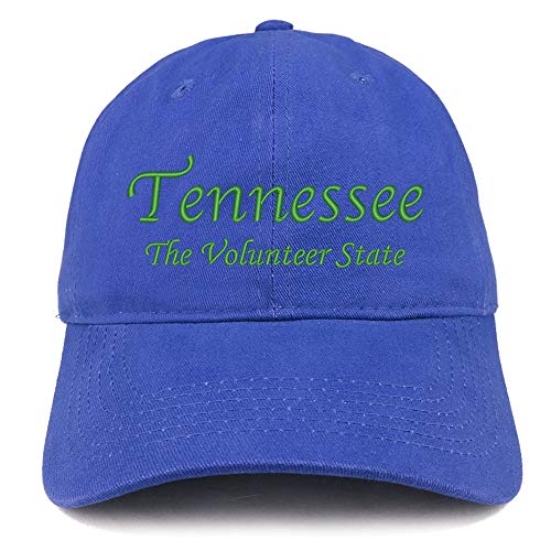 Trendy Apparel Shop Tennessee The Volunteer State Embroidered Soft Crown 100% Brushed Cotton Cap