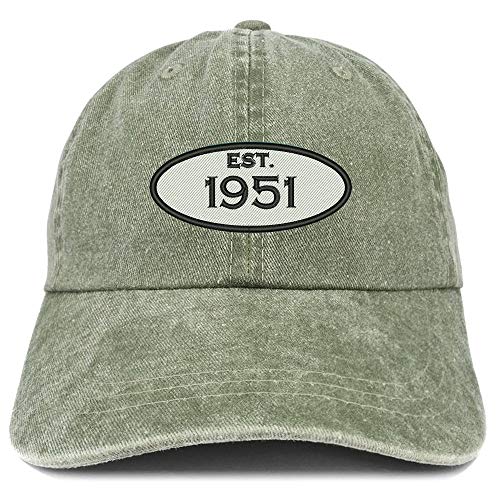 Trendy Apparel Shop 70th Birthday Established 1951 Washed Cotton Adjustable Cap