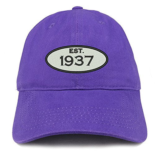 Trendy Apparel Shop Established 1937 Embroidered 84th Birthday Gift Soft Crown Cotton Cap