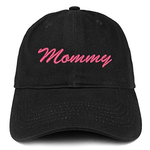 Trendy Apparel Shop Mommy Script Pink Embroidered Soft Crown 100% Brushed Cotton Cap