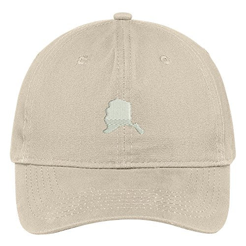 Trendy Apparel Shop Alaska State Map Embroidered Low Profile Soft Cotton Brushed Baseball Cap