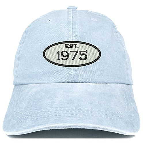 Trendy Apparel Shop Established 1975 Embroidered 46th Birthday Gift Pigment Dyed Washed Cotton Cap