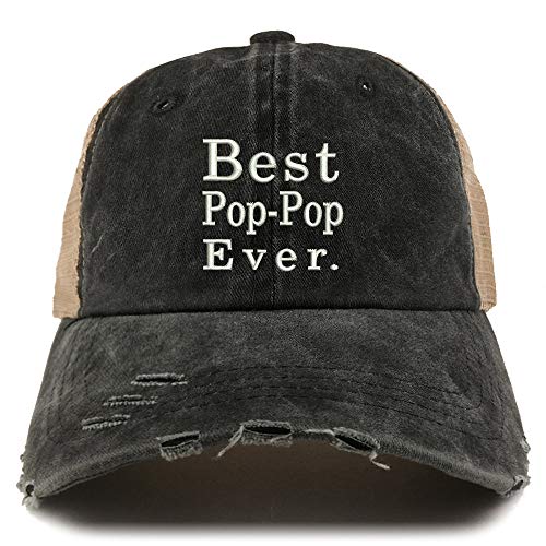 Trendy Apparel Shop Best Pop Pop Ever Washed Front Mesh Back Frayed Bill Cap