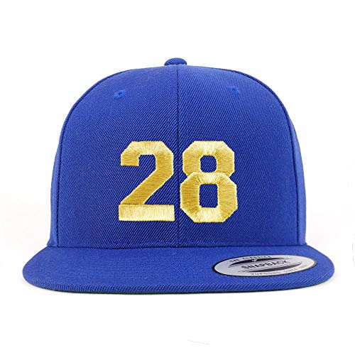 Trendy Apparel Shop Number 28 Gold Thread Flat Bill Snapback Baseball Cap