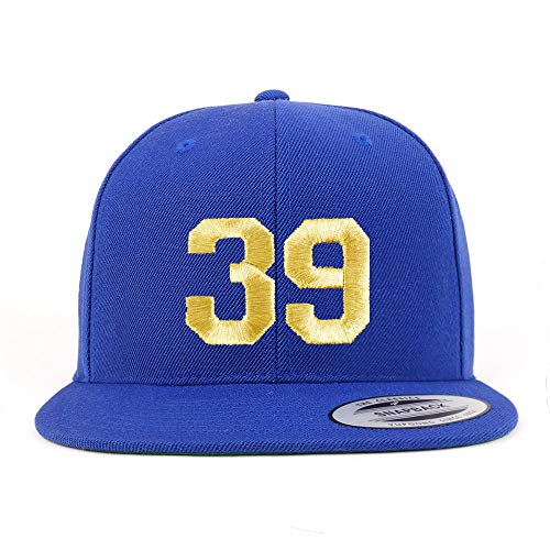 Trendy Apparel Shop Number 39 Gold Thread Flat Bill Snapback Baseball Cap