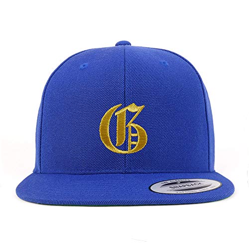 Trendy Apparel Shop Old English Gold D Embroidered Snapback Flatbill Baseball Cap