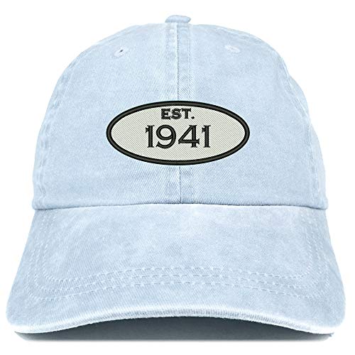 Trendy Apparel Shop 80th Birthday Established 1941 Washed Cotton Adjustable Cap